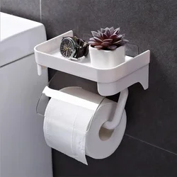 Transparent Roll Paper Toilet Paper Holder Tissue Accessories Rack Holders Wall Mount Kitchen Bathroom Self Adhesive