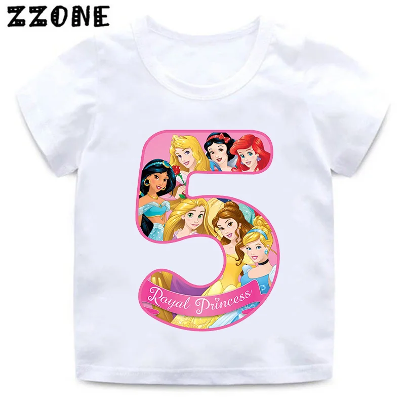 مختلف الأميرة سندريلا عدد طباعة الفتيات الملابس 1 2 3 4 5 6 7 8 9 سنوات عيد ميلاد الاطفال التي شيرت طفل الفتيان الأطفال تي شيرت