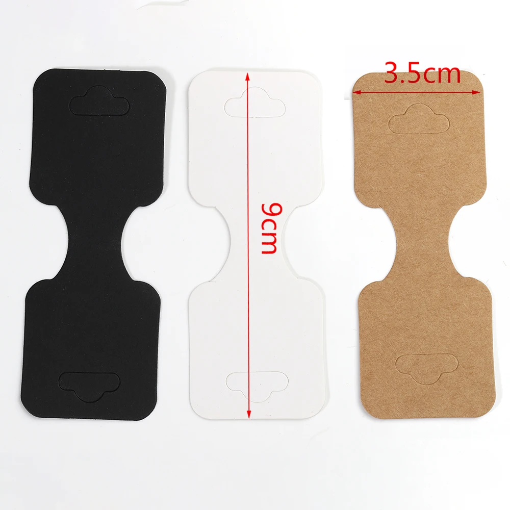 50 Stück 3,5 x 9 cm Kraftpapier-Schmuck-Displaykarten, Ohrringe, Halsketten, Vitrinenkarten, handgefertigte Schmuckverpackungen, hängende Displaykarten
