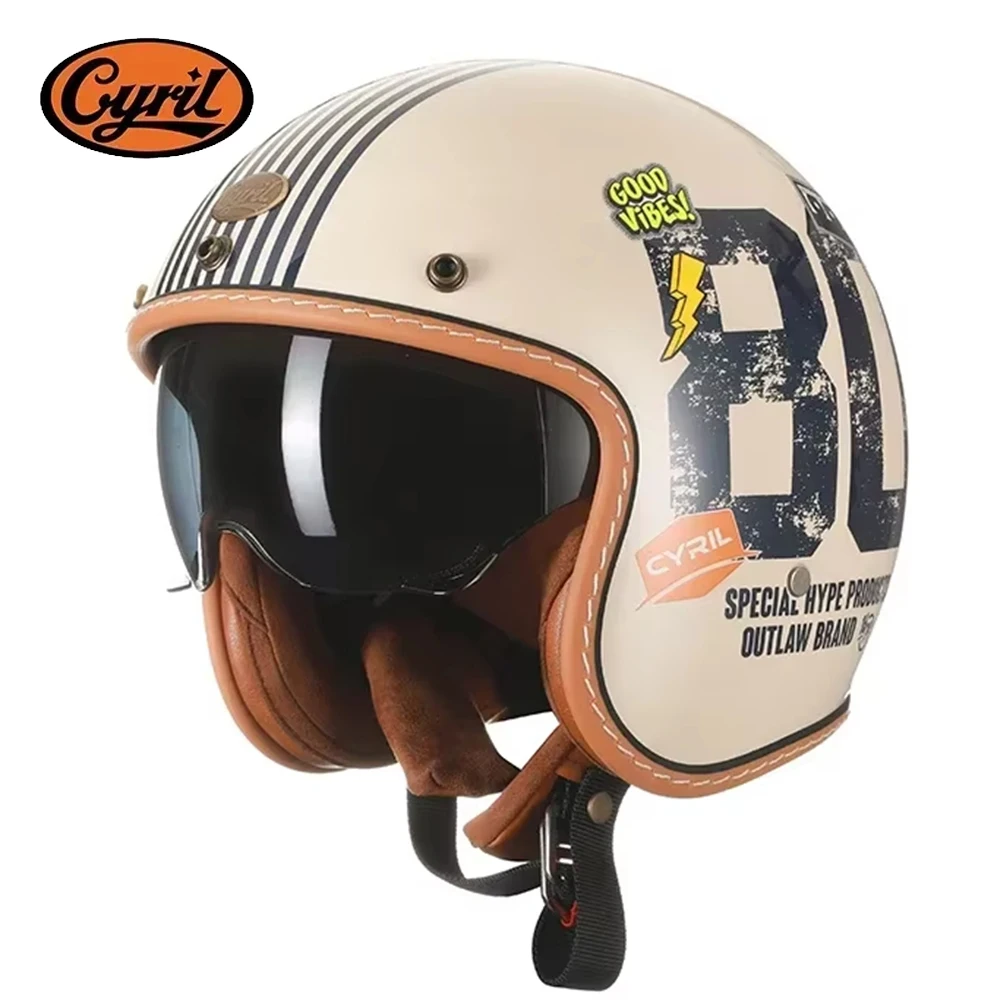 

Retro 3/4 Open-Face Motorcycle Helmet Men Women Lightweight Vintage Jet Helmets for Moto and Electric Scooter Urban Rider
