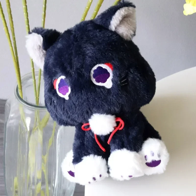 Game Genshin Black Scaramouche Cat Fluffy Impact Wanderer Pet Plush Toys Cosplay Doll Soft Stuffed Pillow Gift For Kids