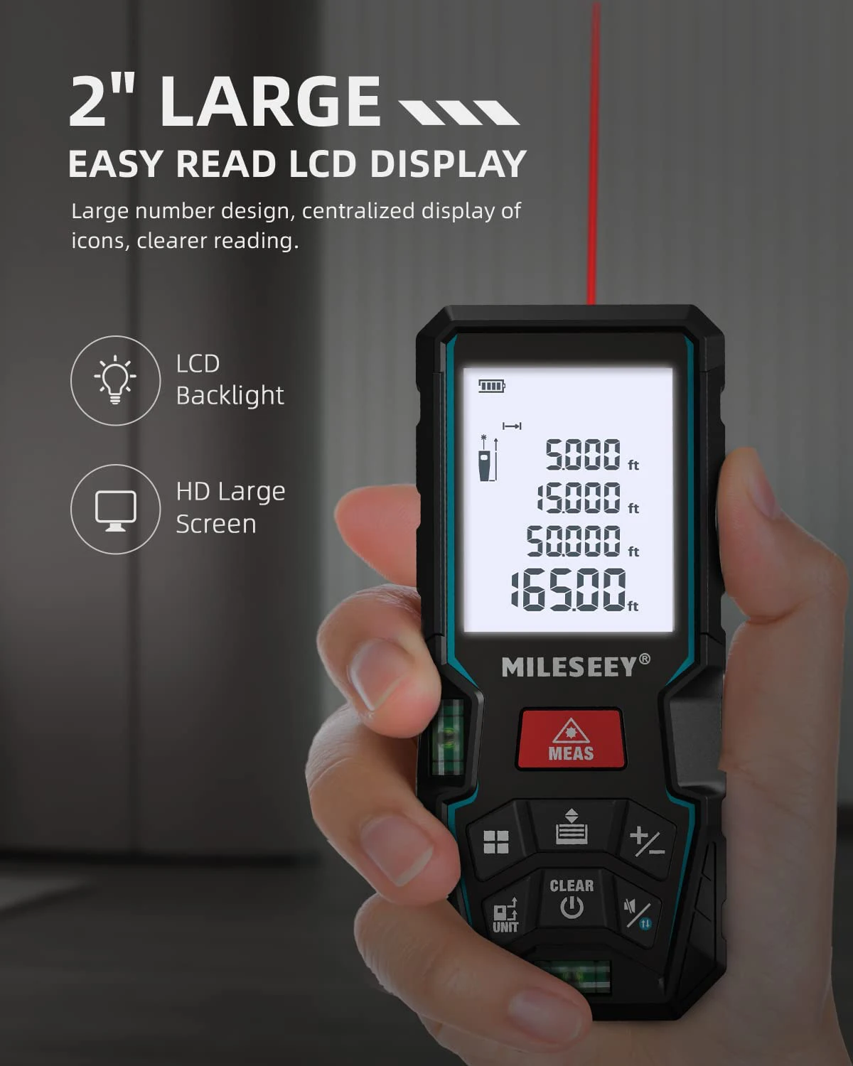 Mileseey D5T Laser Rangefinders with Bluetooth, Distance Meter with 2 Spirit Level Bubbles, Laser Tape Measure ±2mm Accuracy