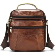 

Crazy Horse Leather Small Messenger Bag for Men Vintage Shoulder Crossbody Bags for 7.9"iPad Work Business Travel Handbag