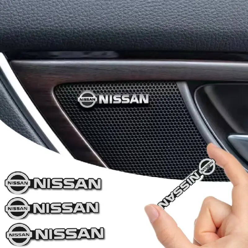 Nissan LOGO 3D Aluminum Car Audio Decorate Badge Emblem Stickers For Nissan Juke Leaf Qashqai Patrol Pathfinder X-Trail Nismo Mu