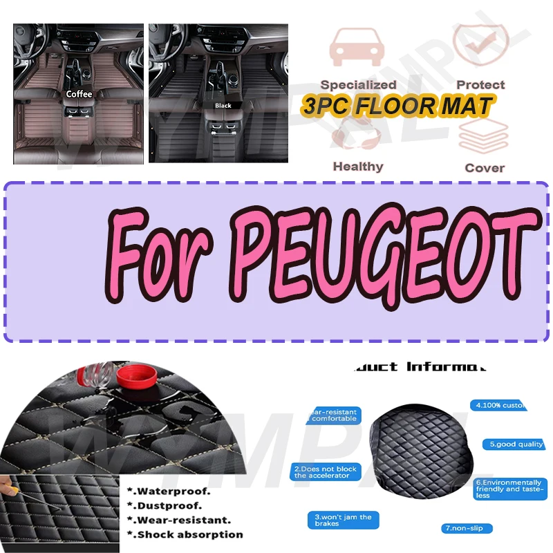 LUXURY Custom Automotive Car Floor Mats For PEUGEOT expert Traveller Rifter 106 2Door 107 508L
