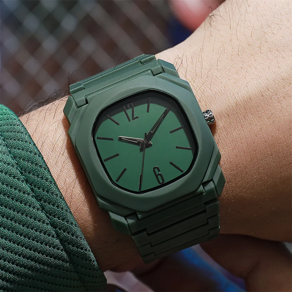 Simple and Fashion Men's Watches Square Quartz Watch Casual butterfly Buckle Drip Oil Strap Men's Wristwatch Clock