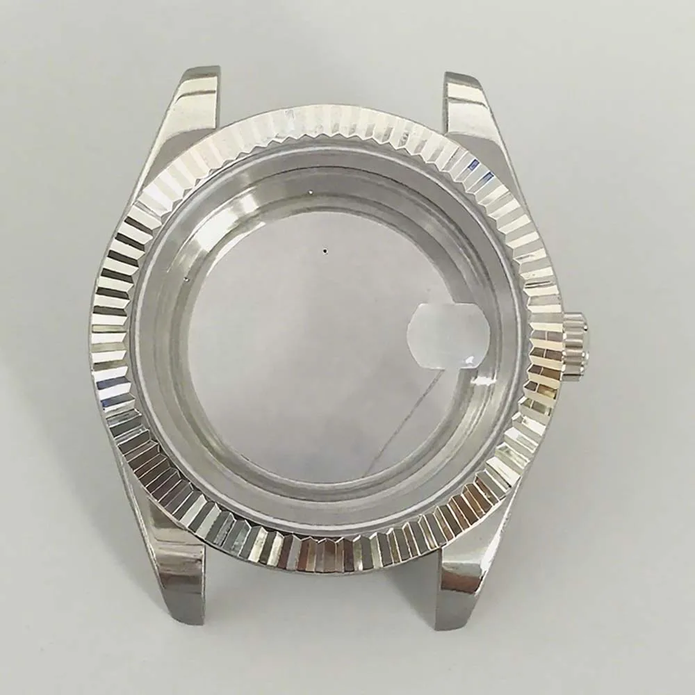 Sapphire Glass Watch Case Transparent Back Cover Magnifying Mirror Watch Accessories Replacement 41mm Case for 8285 Movement