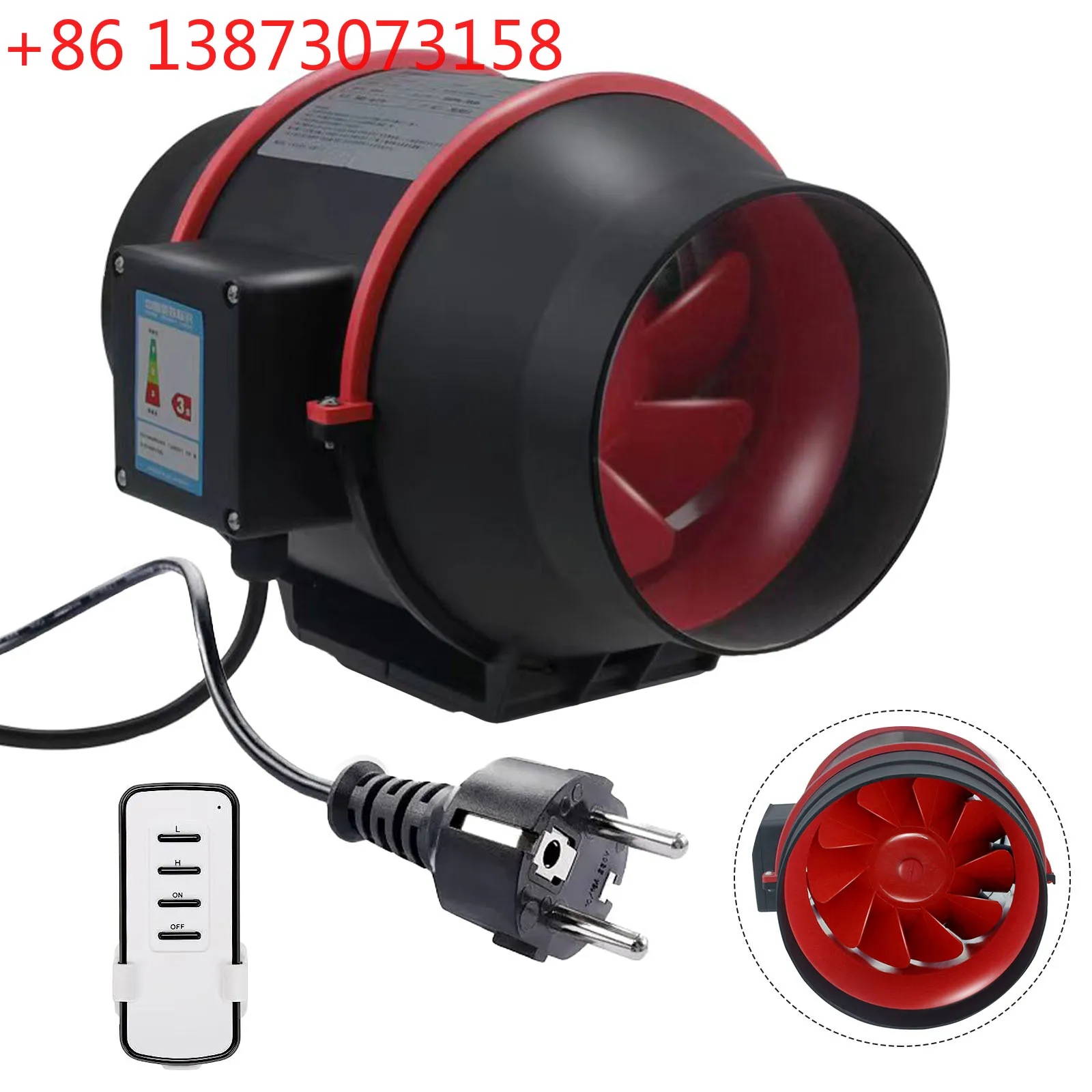 Exhaust Flue Fan 100mm Speed Control Mixed Flow Inline Fan 220V High Speed Quiet Exhaust Fan For Home Vents HVAC Systems Parts