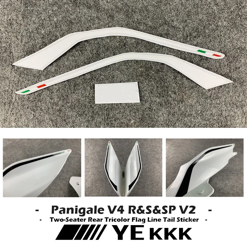 

V4 V4R V4S V4SP V2 Two-seater Rear Tricolor Line Shell Rear Sticker Decal For Ducati Panigale STREETFIGHTER V4 V4R V4S V4SP V2