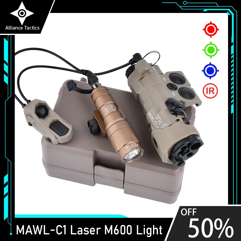 Hunting Tactical MAWL C1 Red Blue Green Dot Laser IR LED Weapon Light surefire M300A M600C High Power Airsoft Flashlight Accesor