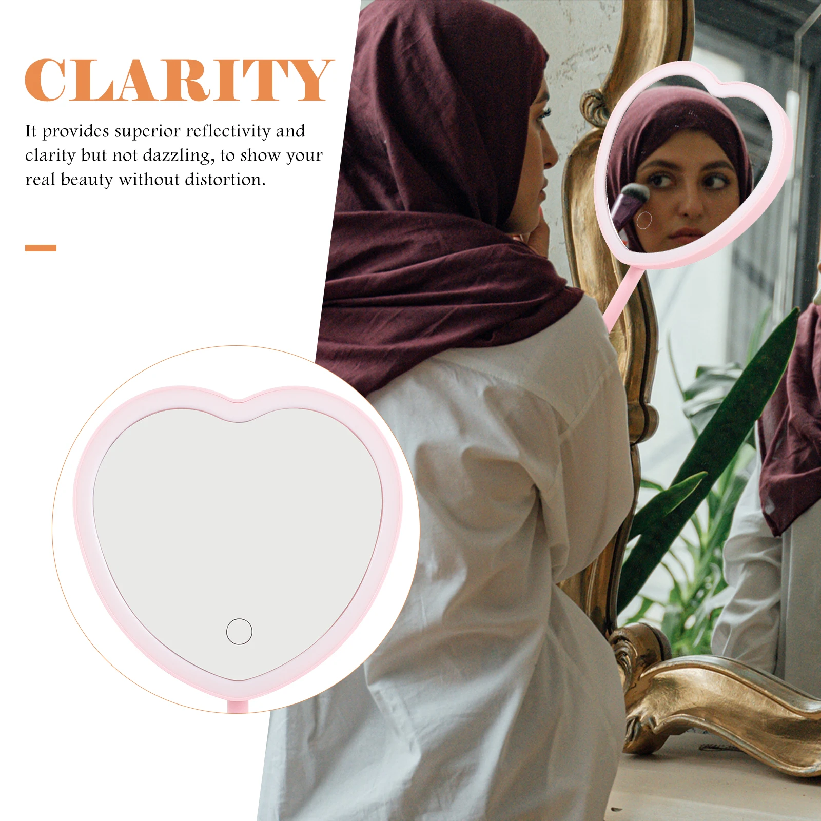 Heart Makeup USB Rechargeable LED Lighted Desk Mirror Movable Vanity Mirrors Table LED Mirror girls make up supplies Home Decor