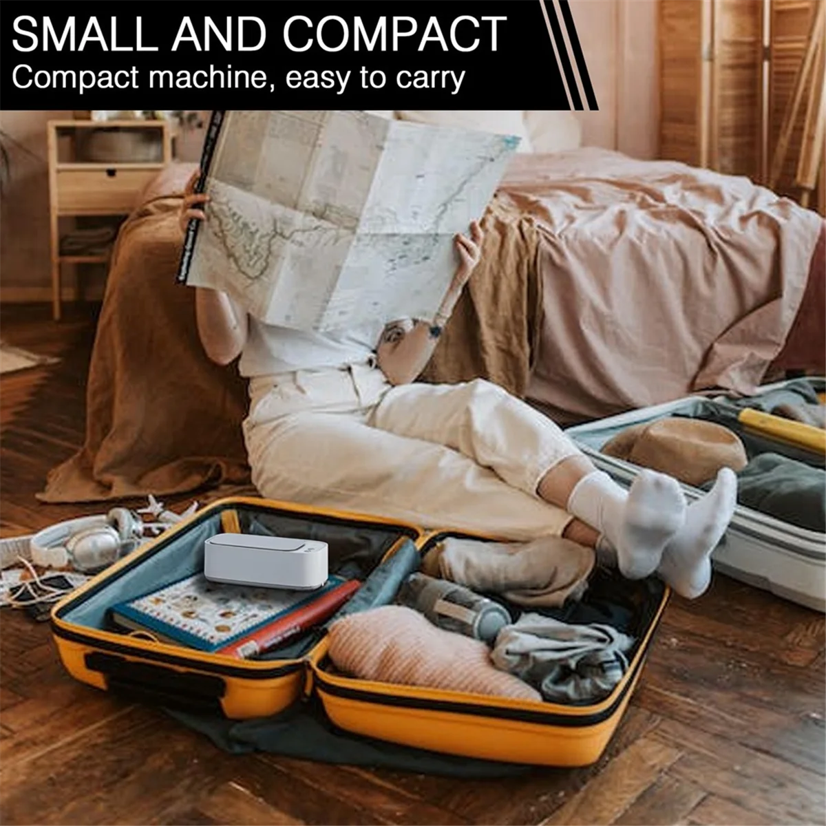 Ultrasonic Cleaner, 3 Modes of Cleaning, Portable 45KHz Low Noise Ultrasonic Glasses Cleaner(Chargeable Version)