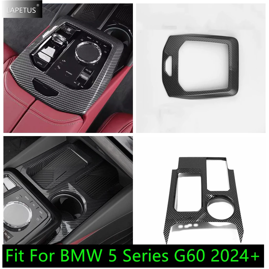 

ABS Auto Center Console Shift Gear Frame / Water Cup Holder Decor Panel Cover Trim Accessories For BMW 5 Series G60 2024 2025