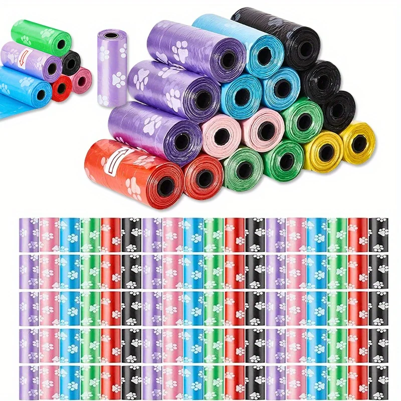 Dog Poop Bag Plastic Dog Waste Bags Disposable For Doggie Pets Poop Outdoor Walking Travel Mixed Colors