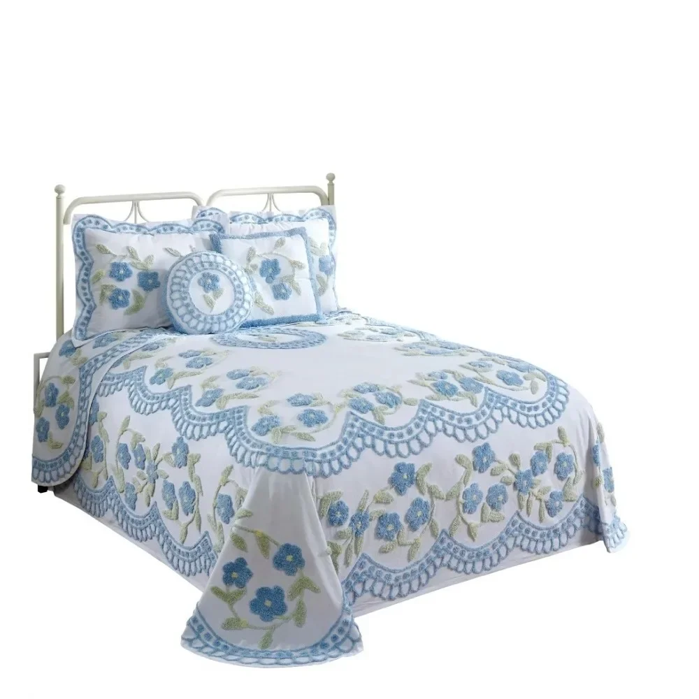 Bloomfield Floral 100% Cotton For All Ages Full Bedspread - Blue Bed Duvets Bedspreads Free Shipping Mattress Topper the Cover