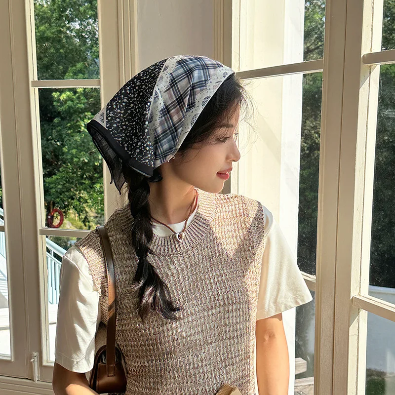 2025 New Scarf Soft Square Hair Bandana Premium Silk-Like Fashion Accessory Versatile Neck Wrap & Hair Tie for Women