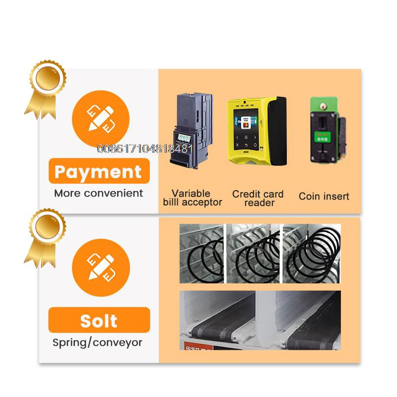 Touch Screen Cashless System Card Reader Smart Market Combo Vending Machine