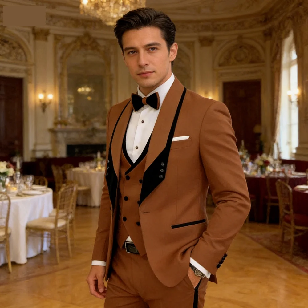 

Royal Blue Men's Wedding Suit Shawl Lapel Formal Tuxedo Coat Vest Pant Set for Groom Prom Party Dress