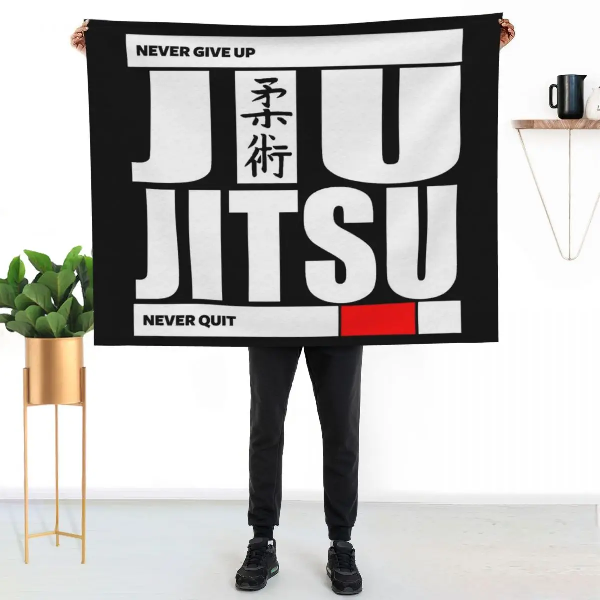 Jiu Jitsu - Never Give Up Never Quit Throw Blanket Quilt Furrys Soft Beds wednesday anime Blankets