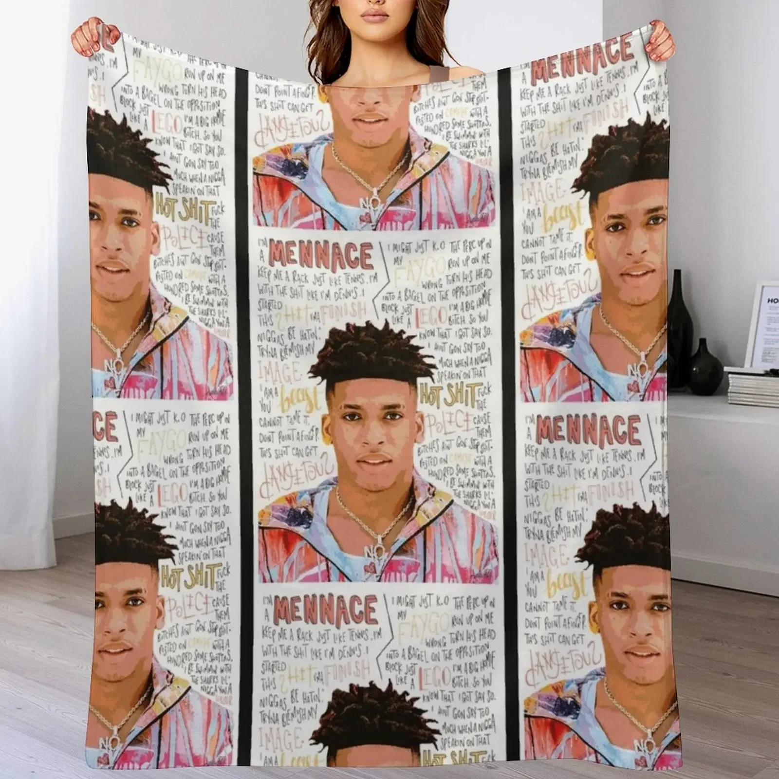 

NLE Choppa Throw Blanket Cozy Throw Blanket for Bed Sofa Chair