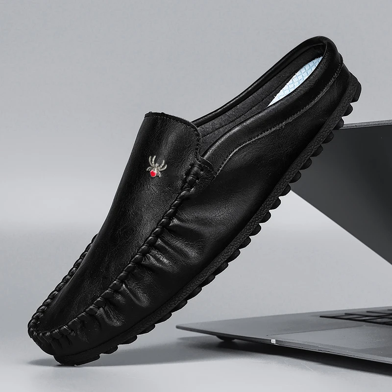 Men Summer Closed Toe Backless Mules Korean Style Outdoor Slip On Soft Sole Lazy Slides Casual Daily Fashion Footwear