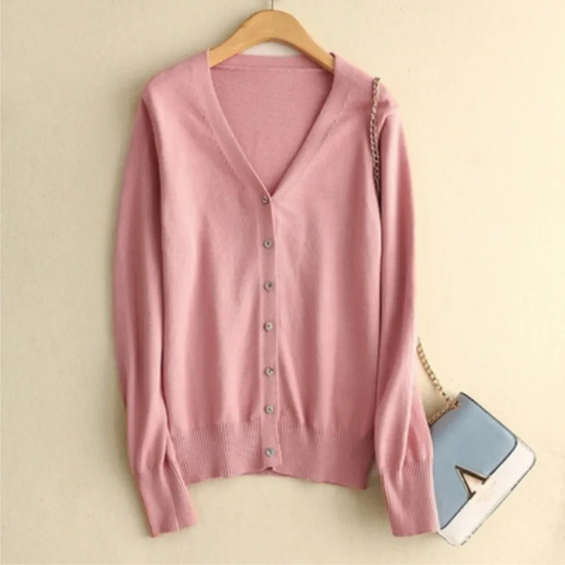 Women Button Solid Color Knit Short Cardigan Long Sleeve Fashion Casual Winter Warm Loose Sweater