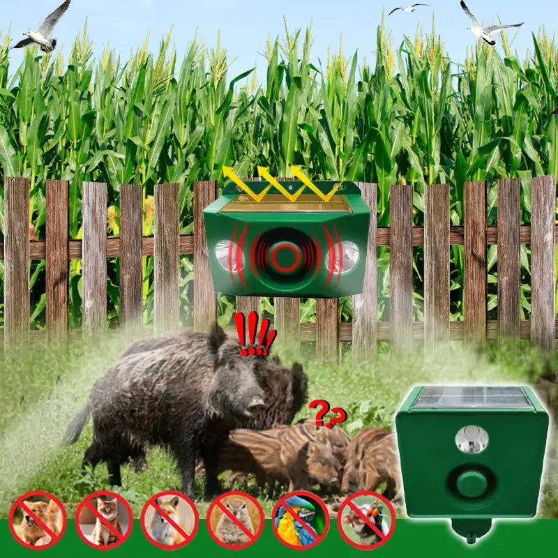 for Scare Wild Boar Repellent Loud Dog Barking Solar Warning Lights Nighttime Flash Artifact Beast Repellent With Loud Volume