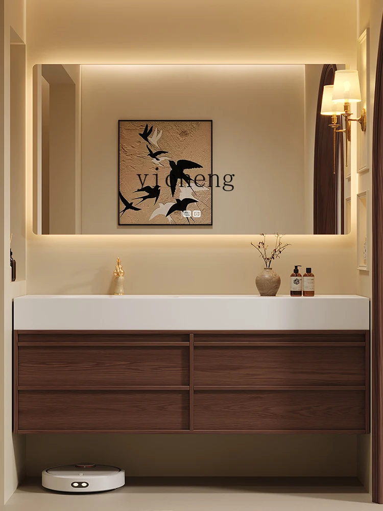 YFY antique rock slab seamless ceramic basin bathroom cabinet washbasin washbasin integrated basin combination