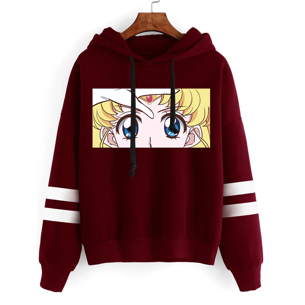 Sailor Moon Y2K Hoodie Cartoon Anime Printed Hooded Sweatshirt Lady Casual Sporty Long Sleeves Adult Autumn Winter Clothing