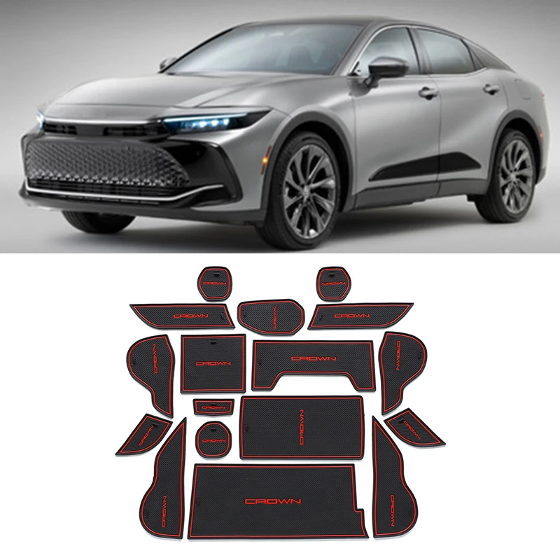 

17 pcs Car rubber anti-slip mat coaster Door Slot Mat Set For Toyota Crown 2022 2023 accessories