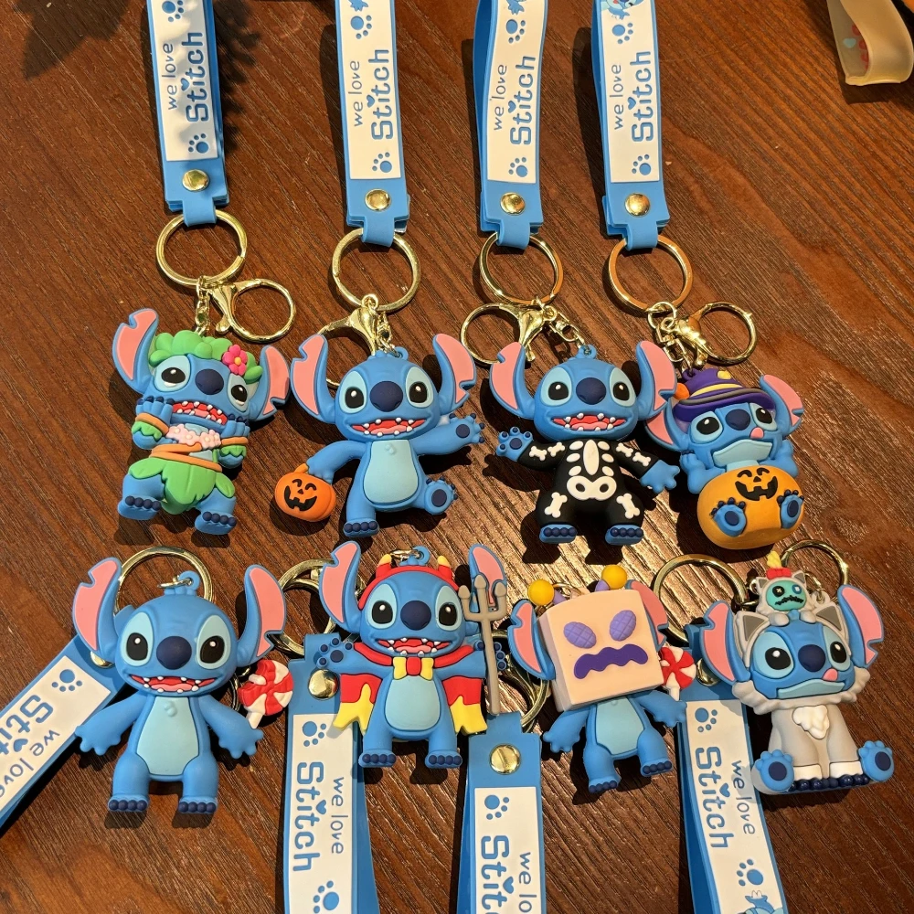 Disney Stitch Key Chain Anime Character Key Ring Bag Pendant Car Ornament Key Accessories Girl Christmas Halloween Gifts