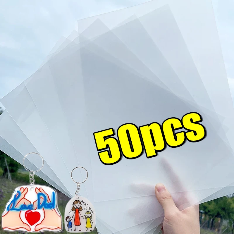 5/50pcs Thin Translucent Sanded Shrink Plastic Sheets Handmade DIY 3D Flower Easy Shaping Craft Material for Keychain Jewelry