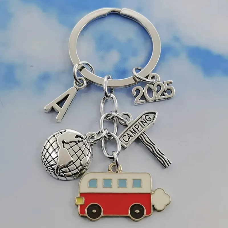 New Fashion A-Z Letter Camping Car Keychain Camping I Love Keychain Trailer Keychain Holiday Travel Souvenir Gift