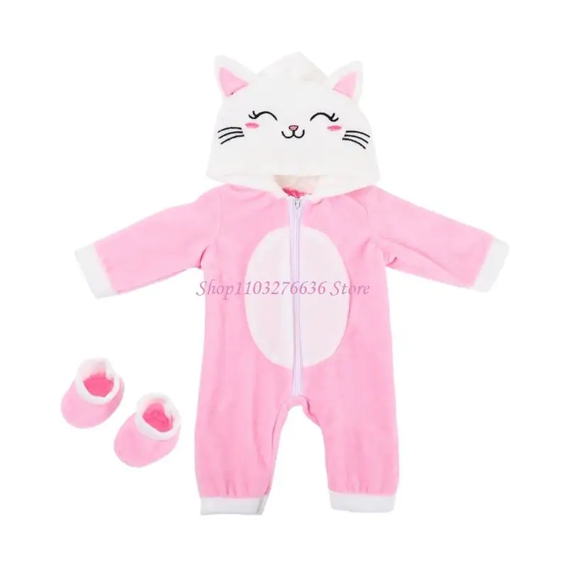

R6FD Cartoon Themed Winter Doll Clothes For 18 Inch Girl Dolls Soft Plush Outfit Set Simple Wear Design