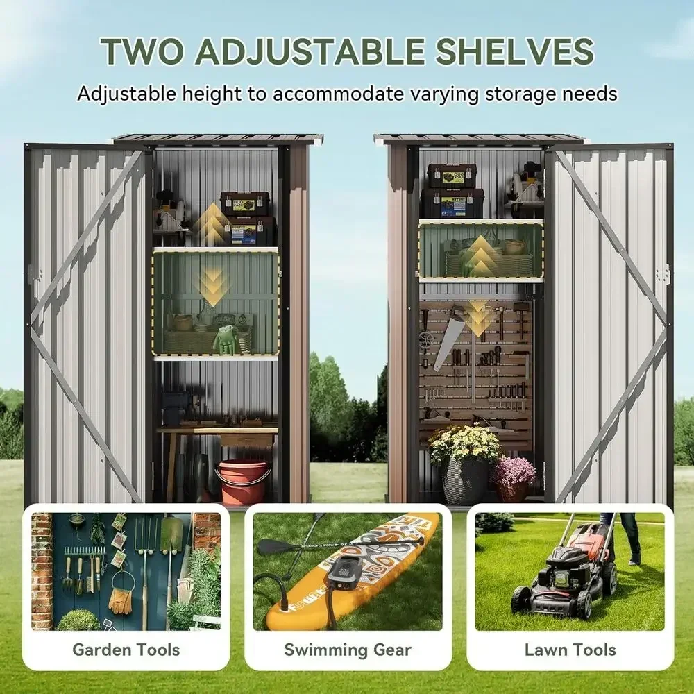 Weatherproof Outdoor Storage Shed with Floor, Adjustable Shelves, and Lockable Door