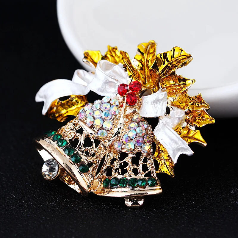 Fashion Simple Christmas Enamel Bell Brooch Women Men Clothing Pins Jewelry