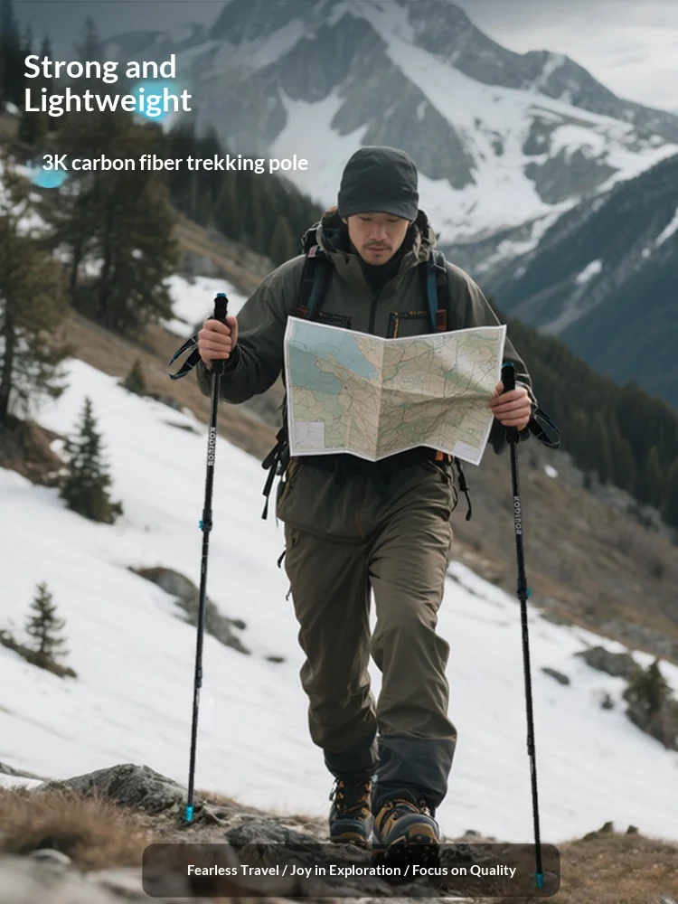 tungsten-steel-alloy-tip-ultra-light-3k-carbon-fiber-telescopic-straight-grip-climbing-hiking-stick-outer-lock-55-130cm