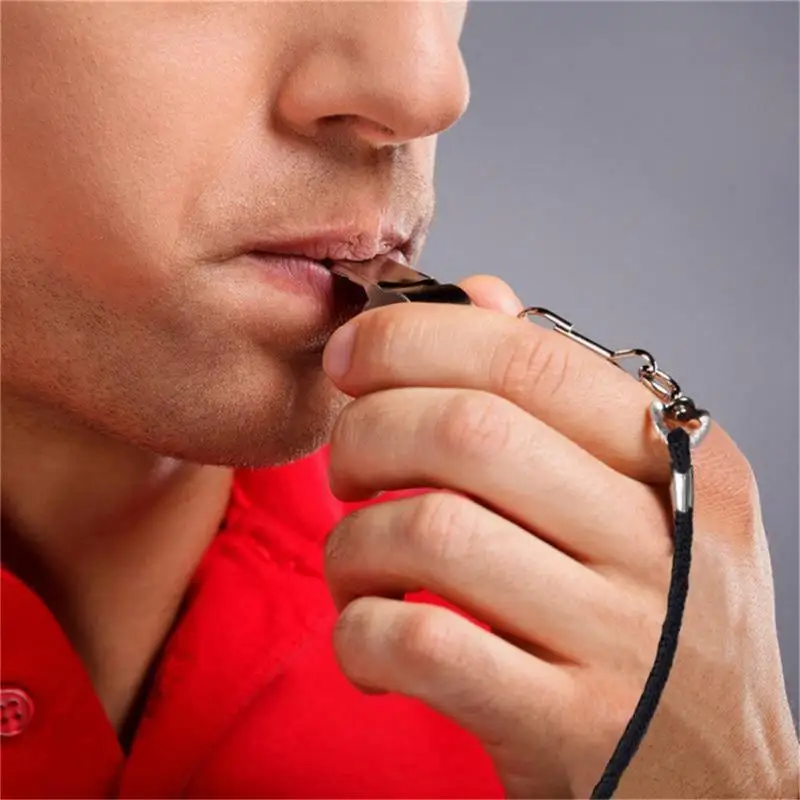 Professional Whistle Black ABS Outdoor Sports Camping Hiking Referee Game Training  Survival Whistle  With Lanyard