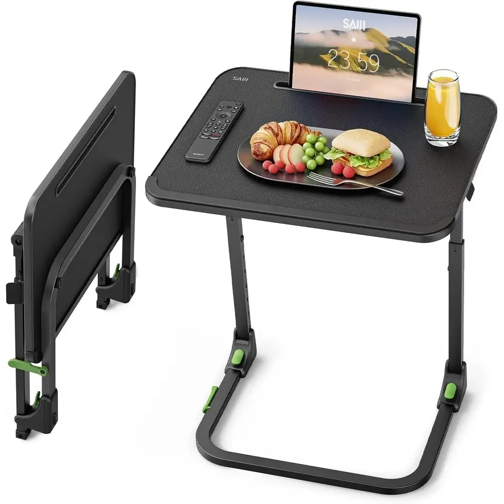 

oldable TV Tray | Easy olding Small Table, Height & Adjustable TV Trays or Eating, Working, Crating - Sturdy TV Dinner Tables on