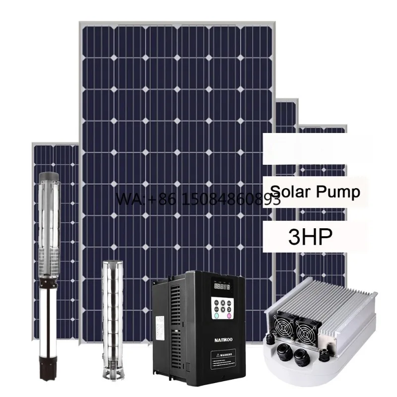 5HP High Lift Solar Deep Well Submersible Pump Complete Kit Large Flow Agricultural Farm Irrigation Water Extraction System