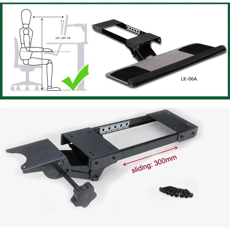 Imagem -04 - Suporte para Teclado e Mouse Inclinação Ergonômica Tamanho xl Lk06ad com Dois Mouse Suporte Bandeja para Teclado Computador Mesa