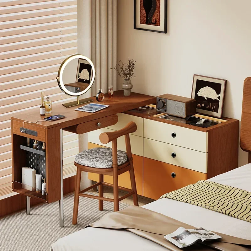 DSA medieval makeup table small apartment bedroom simple modern retro makeup table all solid wood