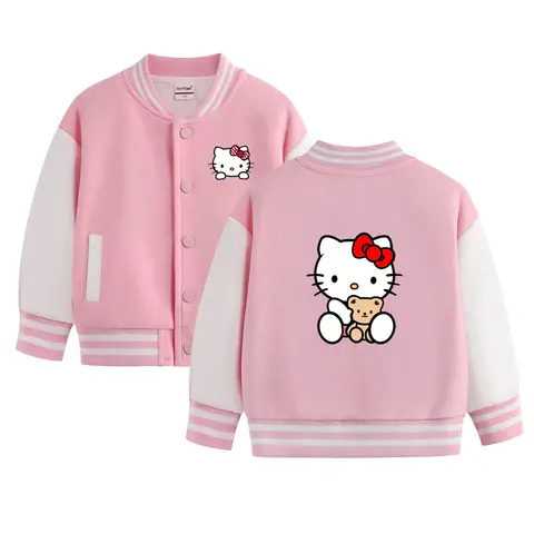 girls Sanrio kuromi Hello Kitty baseball uniform ages 2-12 Kawaii Minnie Cartoon Print for girls Spring Jacket Sweatshirts