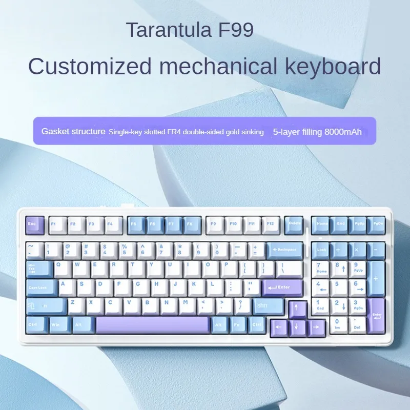 

Customizable F99 Mechanical Keyboard with Gasket Structure Full Key Hotswap Wireless & Bluetooth 3-mode Keyboard for Enthusiasts