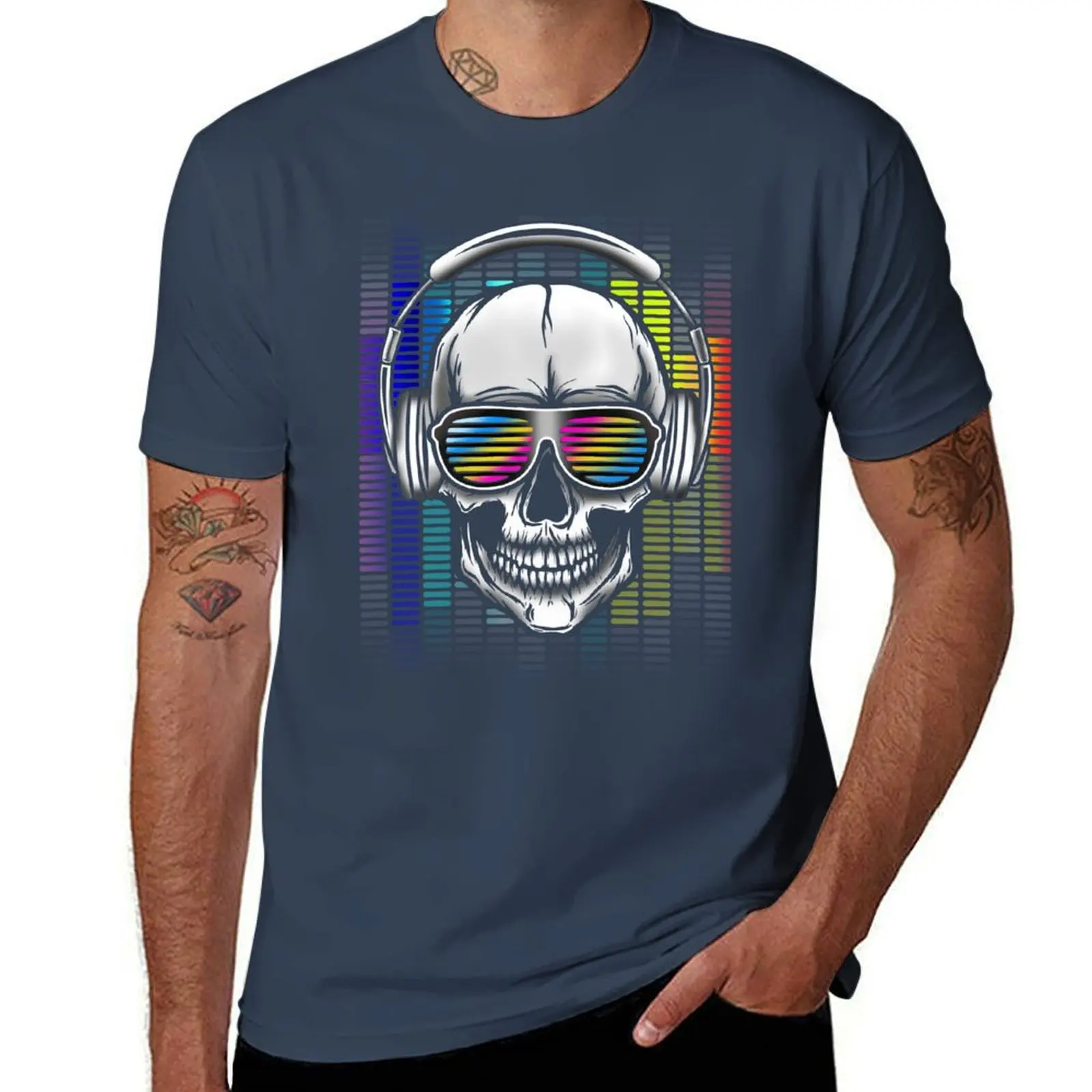 Retro Urban DJ Skull Rave Party Dancing Headphones DJ Skull Tshirt and Gifts T-Shirt cute clothes tees outfits for men