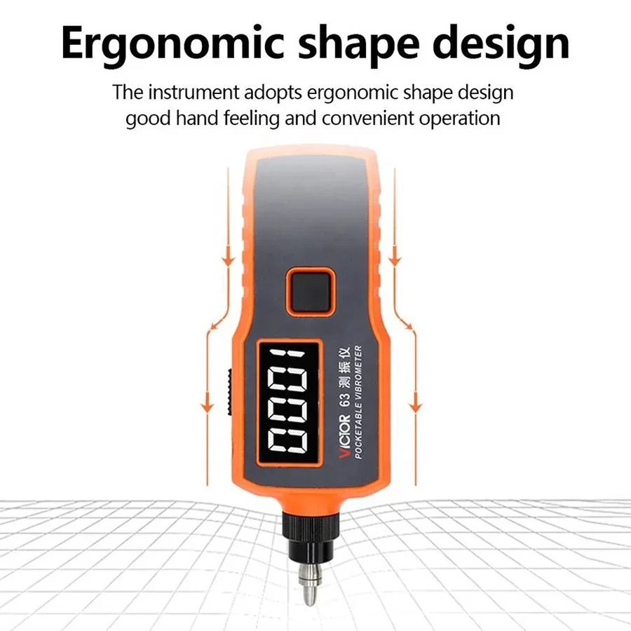 63B RuoShui pengukur getaran genggam 0 ~ 1999um 10 hingga 1000Hz, dengan Probe magnetik portabel vibrogetar Metro