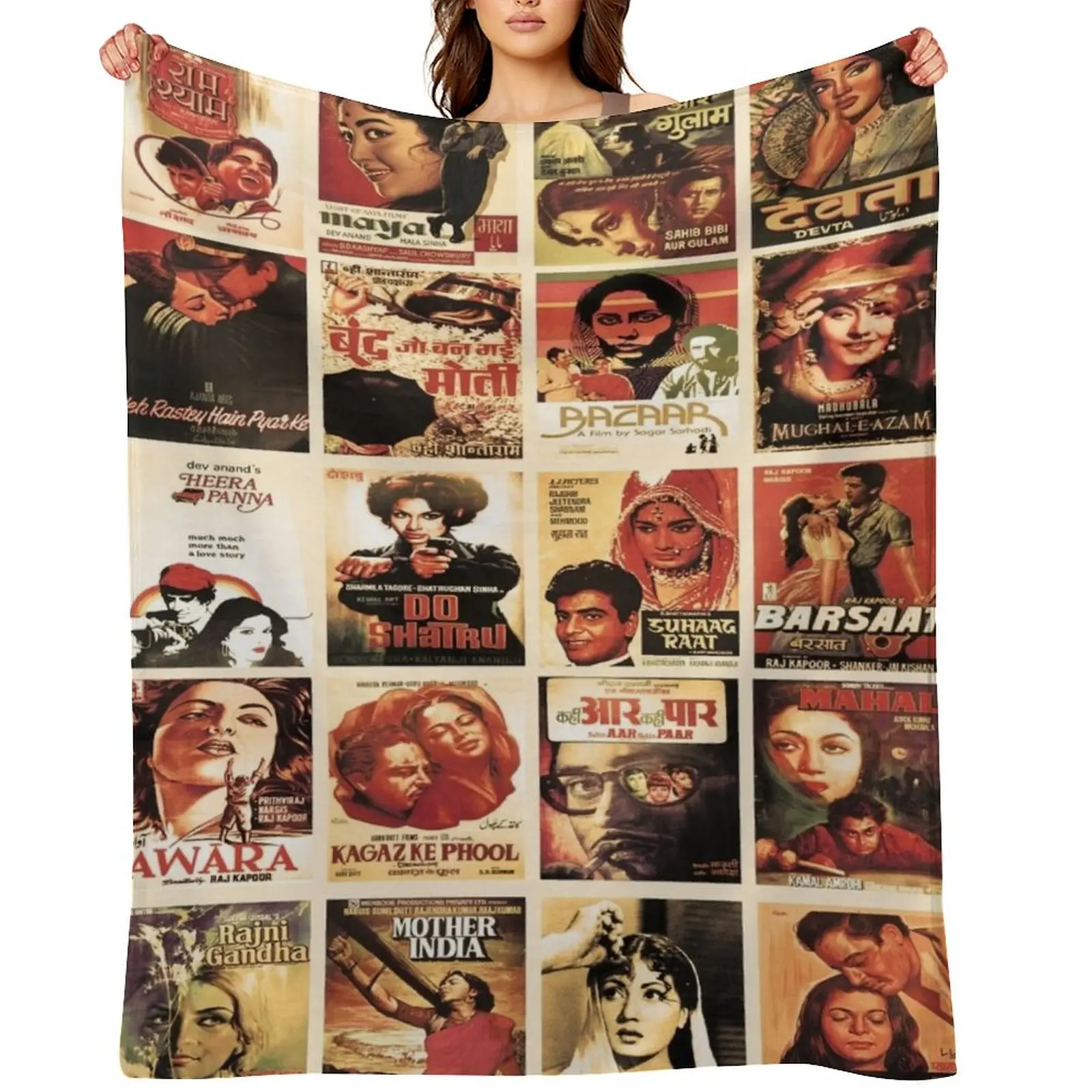 

Old Movies Bollywood Poster Throw Blanket warm winter anime Summer Beautifuls Blankets