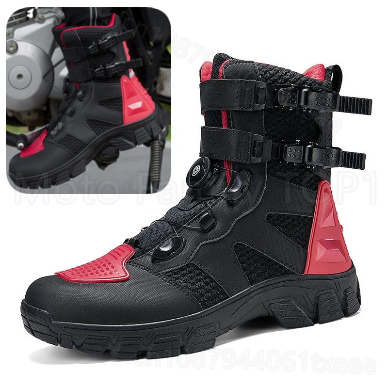 

36-47 Large size breasted high-top motorcycle shoes anti-drop motorcycle shoes 4-season protective boots high-top cycling boots