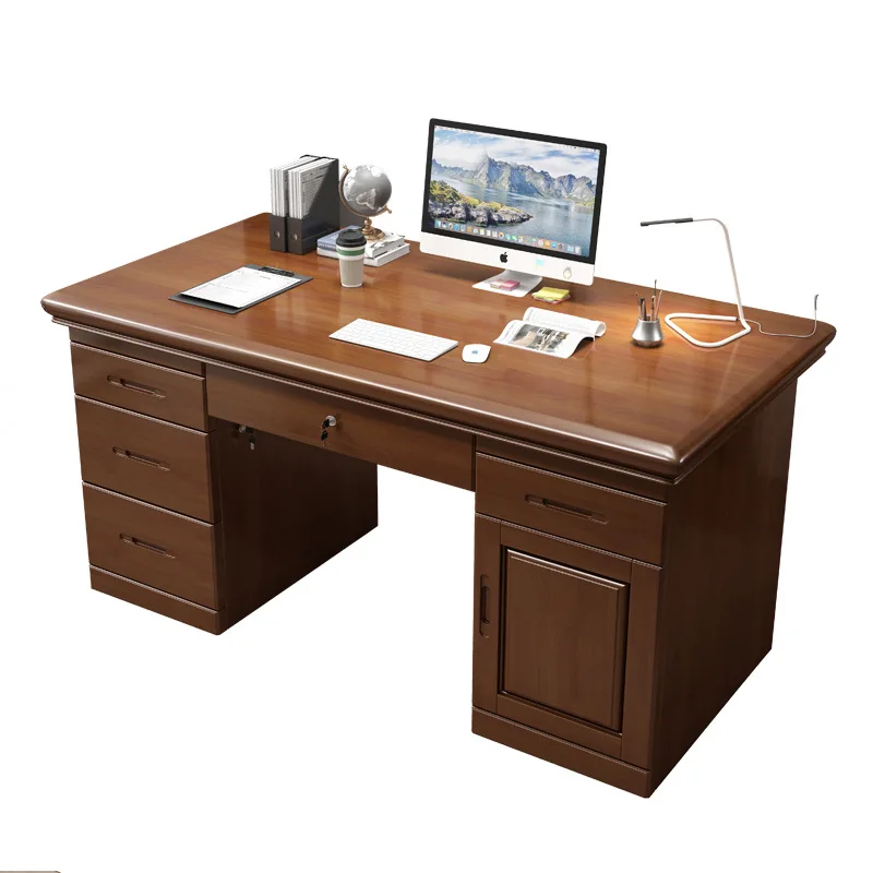 

Solid wood desk with drawer integrated home study office computer desk new Chinese style desk