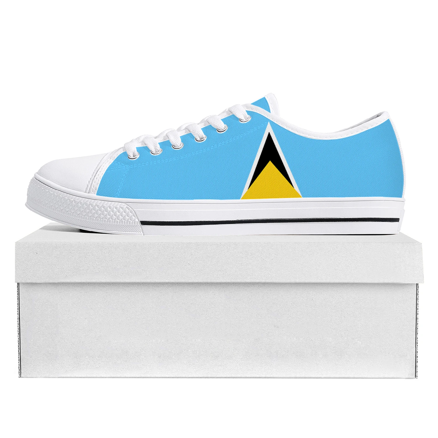 Saint Lucia Flag Low Top High Quality Sneakers Mens Womens Teenager Canvas Sneaker Prode Casual Couple Shoes Custom Shoe